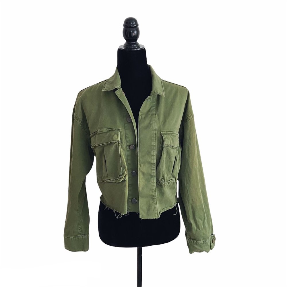 Boyish Camden Last Command Green Crop Raw Hem Spring Light Utility Jacket XS